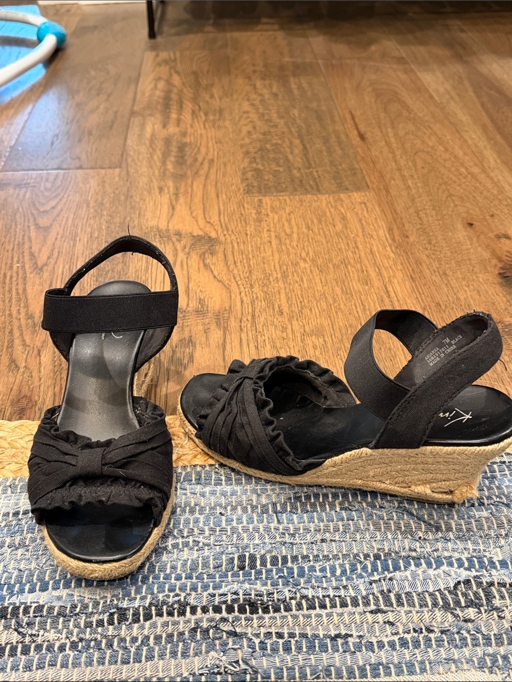 Kim Rogers Black Espadrille Wedge Sandals